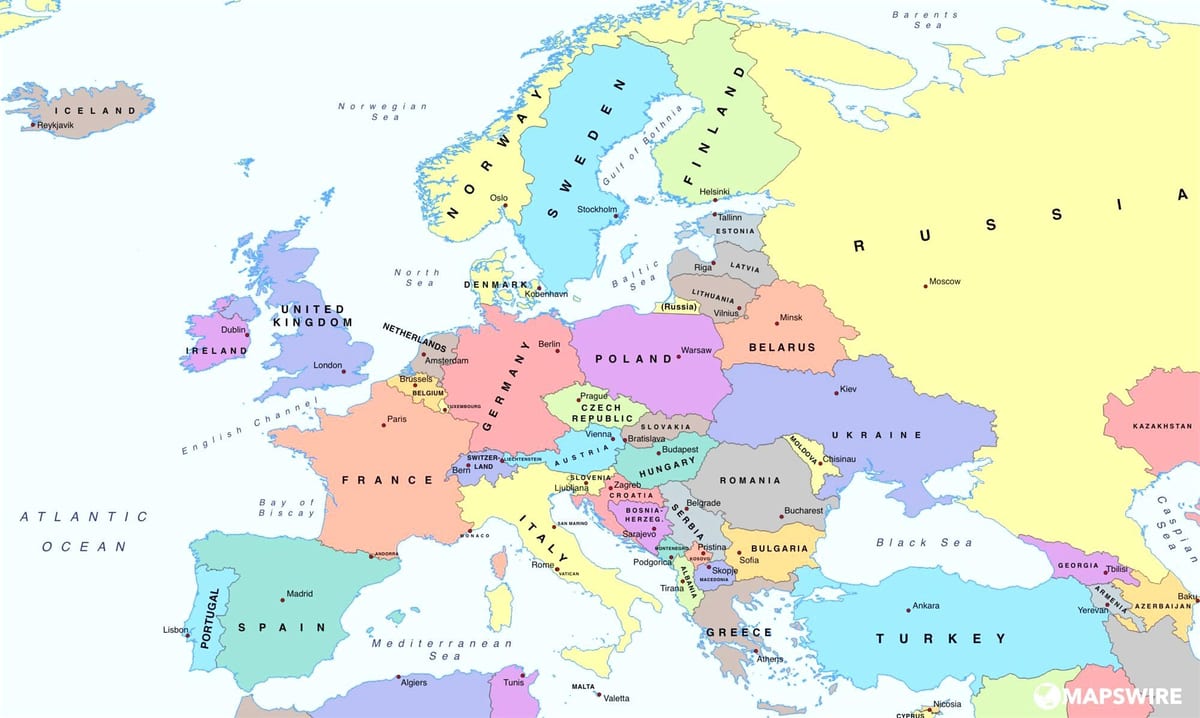 Avrupa haritası Bulgaristan gösteriliyor