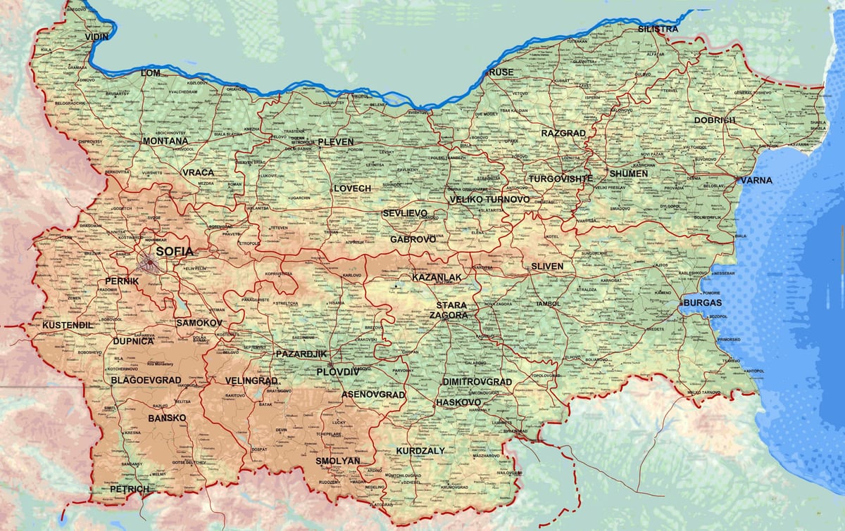 Bulgaristan haritası detaylı harita