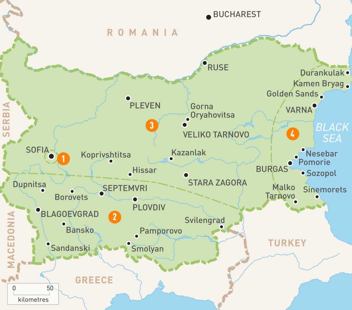Bulgaristan bölgeler haritası