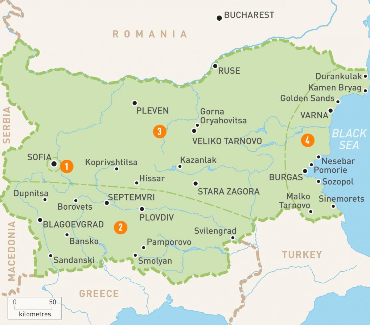 Bulgaristan bölgeler haritası