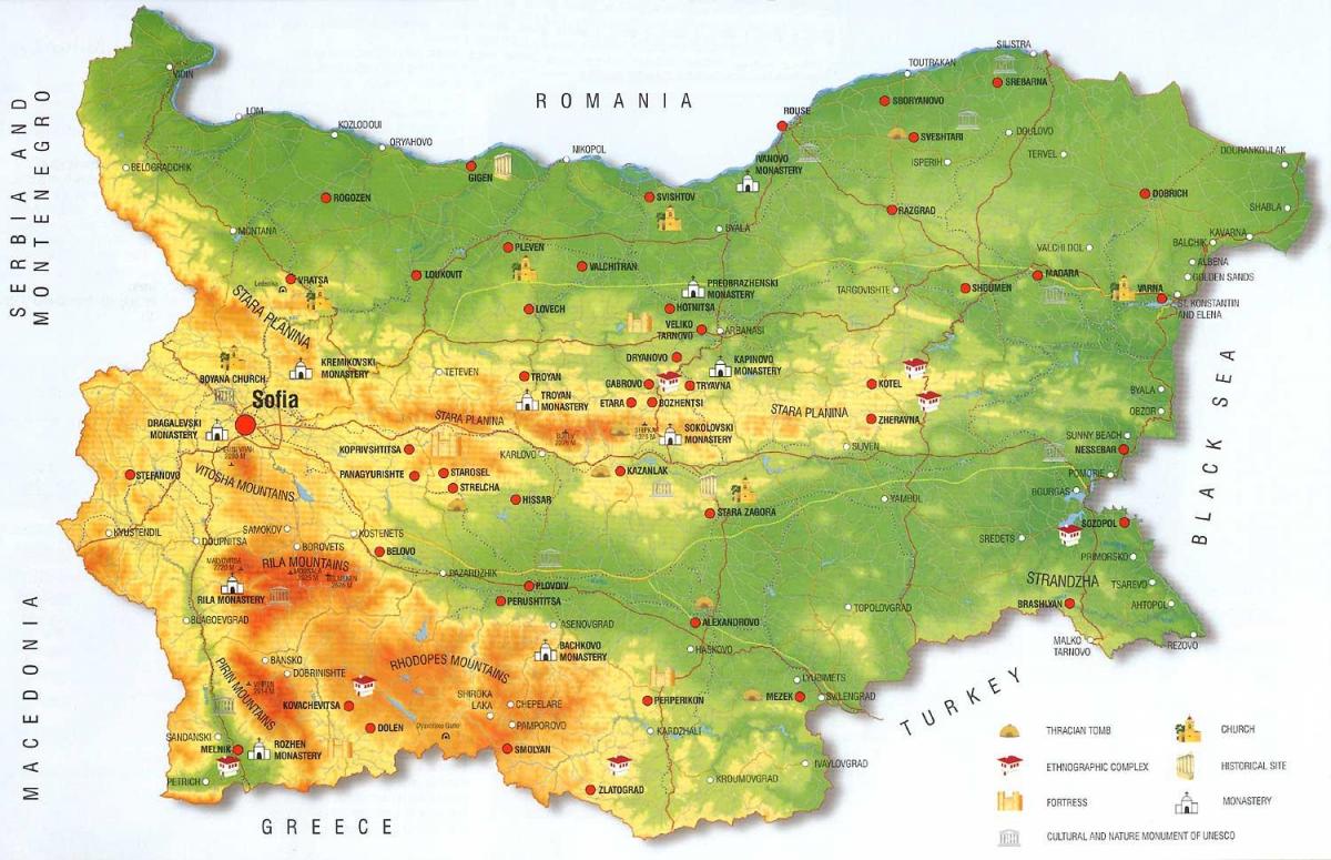 Bulgar Dağları haritası