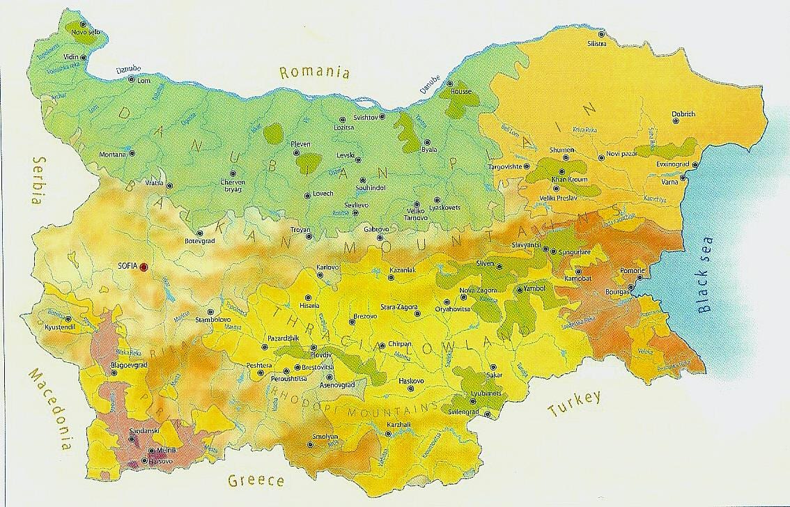 Bulgaristan haritası iklim