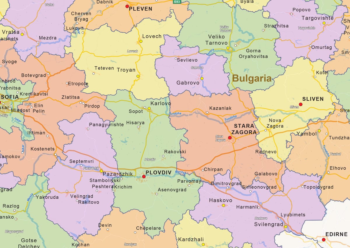Bulgaristan haritası siyasi