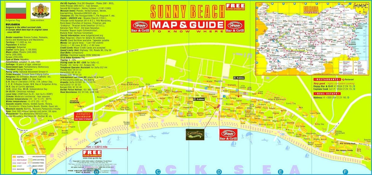 sunny beach Bulgaristan turizm harita