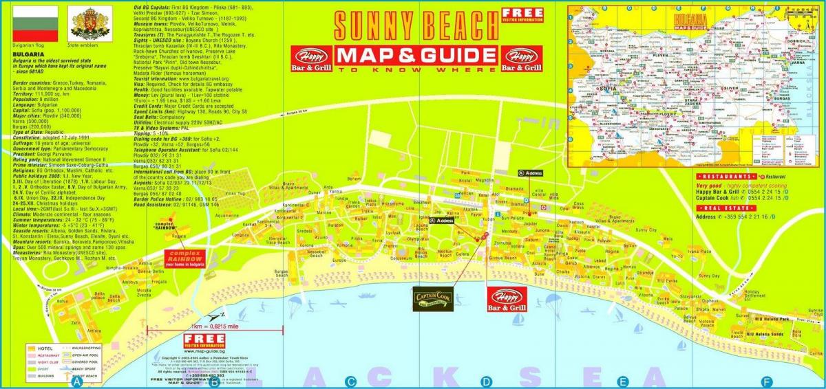 sunny beach Bulgaristan turizm harita 