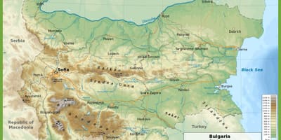 Bulgaristan topografik harita